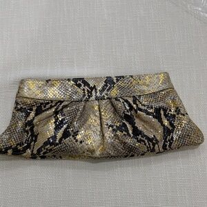 Lauren Merkin Metallic Snakeskin Clutch